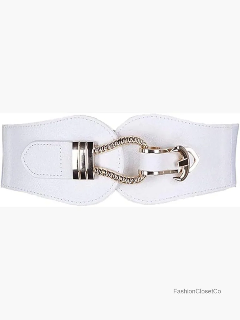 Wide Elastic Cinch Stretch Waist Belt with Metal Buckle for Dresses